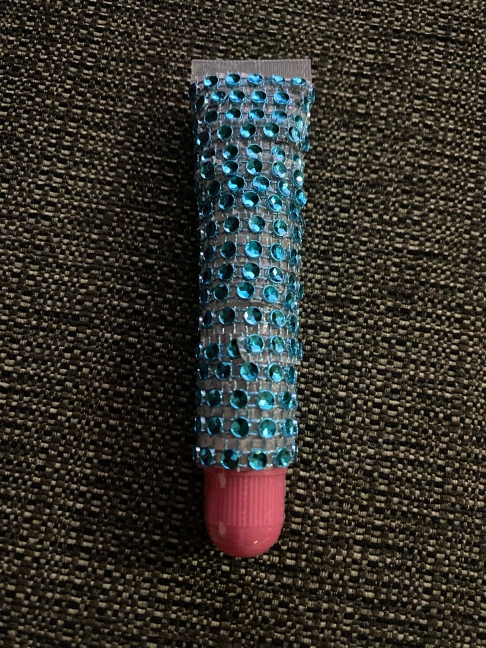 Embellished Lip Gloss Tube in Teal and Pink